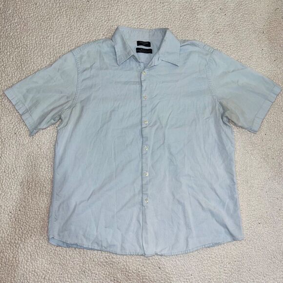 Dockers Short Sleeve Button Down Shirt Blue Men XL 17-17.5 Business Casual Work - Picture 1 of 5